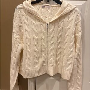 SO Women's Ivory Cable Knit Cardigan
